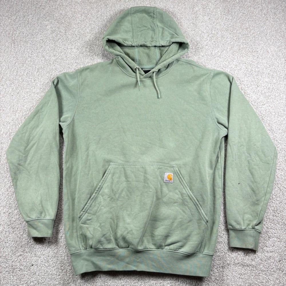 Carhartt Hoodie Men Medium Green Loose Fit Graphic Sleeve Logo Sweatshirt